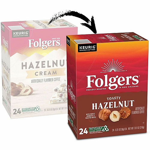 Folgers&reg; K-Cup Toasty Hazelnut Coffee Compatible with Keurig Brewer - Medium - K-Cup - Hazelnut Cream - 24 / Box (7463)