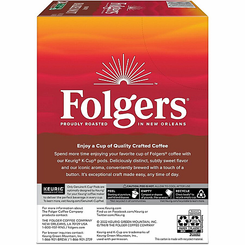 Folgers&reg; K-Cup Toasty Hazelnut Coffee Compatible with Keurig Brewer - Medium - K-Cup - Hazelnut Cream - 24 / Box (7463)