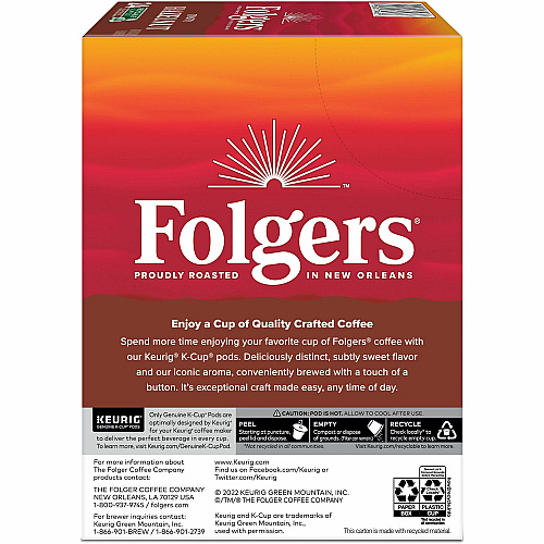 Folgers&reg; K-Cup Toasty Hazelnut Coffee Compatible with Keurig Brewer - Medium - K-Cup - Hazelnut Cream - 24 / Box (7463)