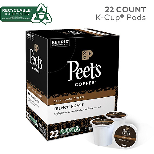 Peet's Coffee&reg; K-Cup French Roast Coffee Compatible with Keurig Brewer - Dark - K-Cup - 22 / Box (2405)