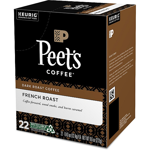 Peet's Coffee&reg; K-Cup French Roast Coffee Compatible with Keurig Brewer - Dark - K-Cup - 22 / Box (2405)