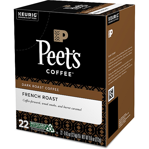 Peet's Coffee&reg; K-Cup French Roast Coffee Compatible with Keurig Brewer - Dark - K-Cup - 22 / Box (2405)