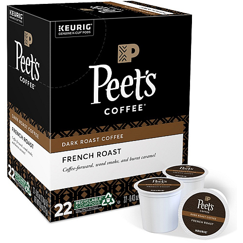 Peet's Coffee&reg; K-Cup French Roast Coffee Compatible with Keurig Brewer - Dark - K-Cup - 22 / Box (2405)