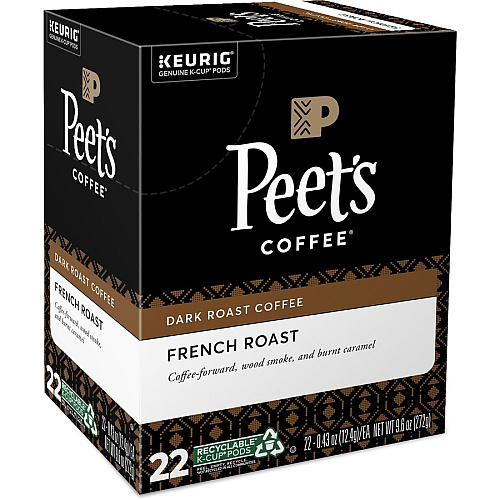 Peet's Coffee&reg; K-Cup French Roast Coffee Compatible with Keurig Brewer - Dark - K-Cup - 22 / Box (2405)