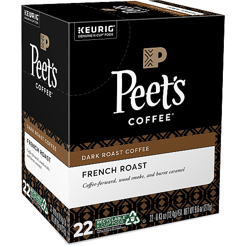 Peet's Coffee&reg; K-Cup French Roast Coffee Compatible with Keurig Brewer - Dark - K-Cup - 22 / Box (2405)
