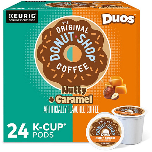 The Original Donut Shop&reg; K-Cup Duos Nutty + Caramel Coffee Compatible with Keurig Brewer - Medium - K-Cup - Nutty + Caramel - 24 / Box (7476)
