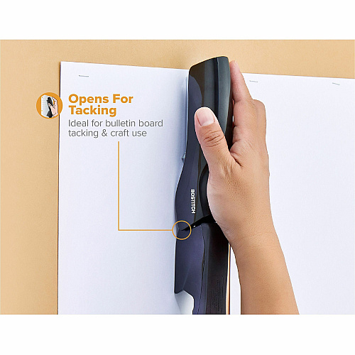 Bostitch Antimicrobial Flat Clinch Stapler Staples Upto 40 Sheet - Holds Upto 210 Staple - Full Strip - Black - Steel, Rubber - 1 Each (B275RBLK)