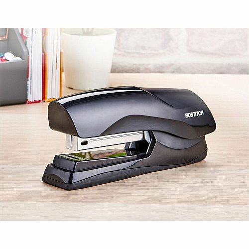 Bostitch Antimicrobial Flat Clinch Stapler Staples Upto 40 Sheet - Holds Upto 210 Staple - Full Strip - Black - Steel, Rubber - 1 Each (B275RBLK)