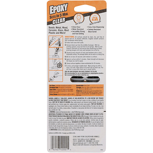 Gorilla Glue Epoxy Clear Glue 0.85 oz - Clear - 1 Each (4200101)