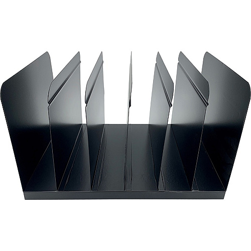 Huron 6-slot Vertical Book Rack 6 Compartment(s) - Vertical - 9" Height x 15" Width x 11" Depth - Durable - Black - Steel - 1 Each (HASZ0164)