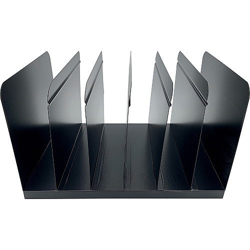 Huron 6-slot Vertical Book Rack 6 Compartment(s) - Vertical - 9" Height x 15" Width x 11" Depth - Durable - Black - Steel - 1 Each (HASZ0164)