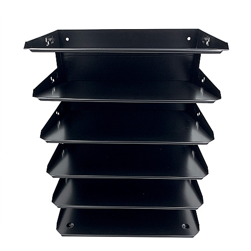 Huron Horizontal Slots Desk Organizer 6 Compartment(s) - Horizontal - 15" Height x 8.75" Width x 12" Depth - Durable, Label Holder - Black - Steel - 1 Each (HASZ0157)