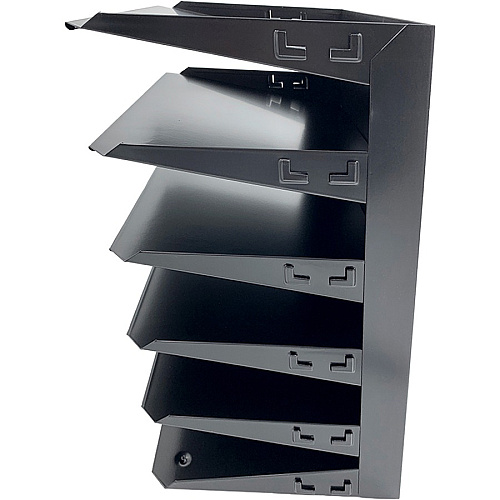 Huron Horizontal Slots Desk Organizer 6 Compartment(s) - Horizontal - 15" Height x 8.75" Width x 12" Depth - Durable, Label Holder - Black - Steel - 1 Each (HASZ0157)
