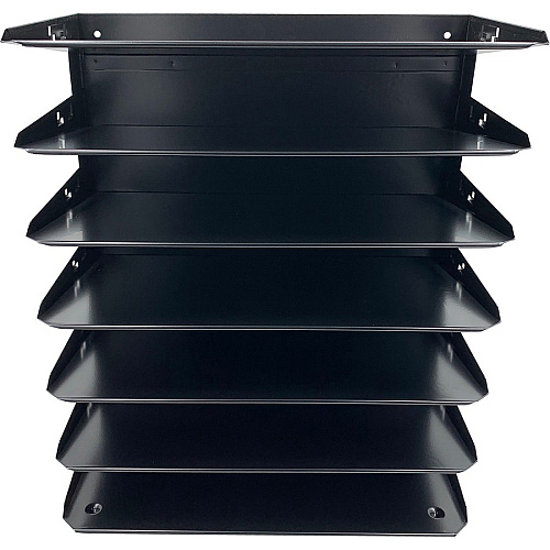 Huron Horizontal Slots Desk Organizer 7 Compartment(s) - Horizontal - 15" Height x 15" Width x 8.75" Depth - Durable - Black - Steel - 1 Each (HASZ0160)