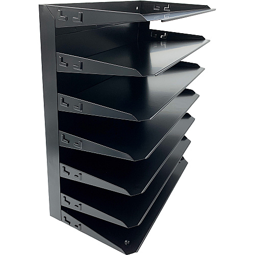 Huron Horizontal Slots Desk Organizer 7 Compartment(s) - Horizontal - 15" Height x 15" Width x 8.75" Depth - Durable - Black - Steel - 1 Each (HASZ0160)