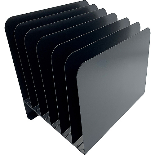 Huron Slanted Vertical Slots Desktop Organizer 8 Compartment(s) - Vertical - 10" Height x 9.75" Width x 11" Depth - Durable - Black - Steel - 1 Each (HASZ0156)