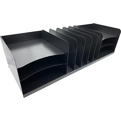 Huron Vertical/Horizontal Combo Desk Organizer 11 Compartment(s) - Horizontal/Vertical - 8" Height x 30" Width x 11" Depth - Durable - Black - Steel - 1 Each (HASZ0170)
