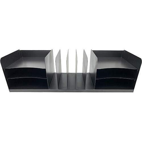 Huron Vertical/Horizontal Combo Desk Organizer 11 Compartment(s) - Horizontal/Vertical - 8" Height x 30" Width x 11" Depth - Durable - Black - Steel - 1 Each (HASZ0170)