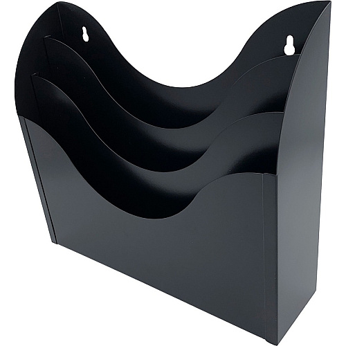 Huron 3-tier Wall Sorter 3 Tier(s) - Vertical - 11.25" Height x 13" Width x 3.50" Depth - Durable - Black - Steel - 1 Each (HASZ0184)