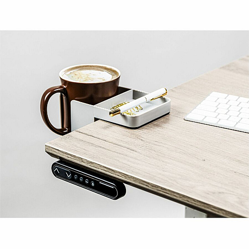 Deflecto Standing Desk Cup Holder 3.54" Height x 3.94" Width x 7.04" Depth - Cup Holder, Durable, Spill Resistant, Portable, Spring Loaded - Gray - Acrylonitrile Butadiene Styrene (ABS) - 1 Each (400000)