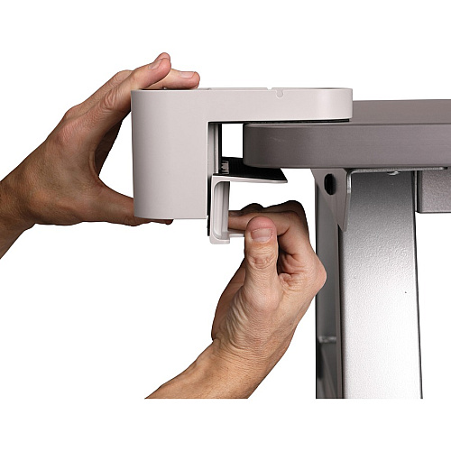 Deflecto Large Standing Desk Organizer 3 Compartment(s) - 3.50" Height x 9" Width x 6.17" Depth - Portable, Spring Loaded, Built-in Cord Catcher - Gray - Acrylonitrile Butadiene Styrene (ABS) - 1 Each (400002)