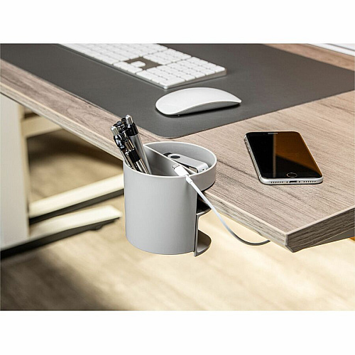 Deflecto Small Standing Desk Organizer 3.50" Height x 3.85" Width x 3.85" Depth - Portable, Spring Loaded, Built-in Cord Catcher - Gray - Acrylonitrile Butadiene Styrene (ABS) - 1 Each (400001)