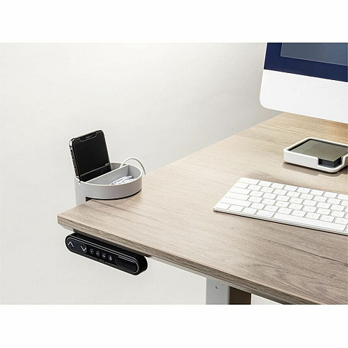 Deflecto Small Standing Desk Organizer 3.50" Height x 3.85" Width x 3.85" Depth - Portable, Spring Loaded, Built-in Cord Catcher - Gray - Acrylonitrile Butadiene Styrene (ABS) - 1 Each (400001)