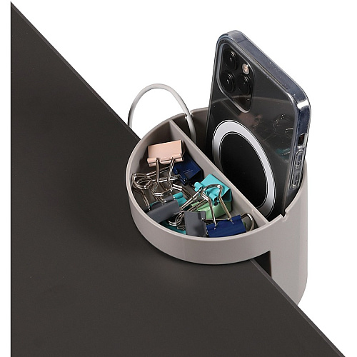 Deflecto Small Standing Desk Organizer 3.50" Height x 3.85" Width x 3.85" Depth - Portable, Spring Loaded, Built-in Cord Catcher - Gray - Acrylonitrile Butadiene Styrene (ABS) - 1 Each (400001)
