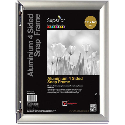 Seco Sign Holder 11" Width x 14" Height - Rectangular Shape - Silver - 1 Each (SN1114SV)