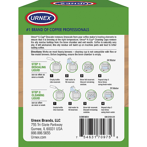 Urnex Single Brewer Cleaning Kit For Coffee Maker - 0.25 oz - Biodegradable, Phosphate-free, Odorless - Green - 1 Each (6004)