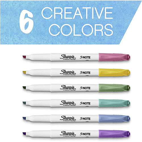 Sharpie S-Note Marker Chisel Marker Point - Mild Assorted Ink - 6 / Pack (2148157)