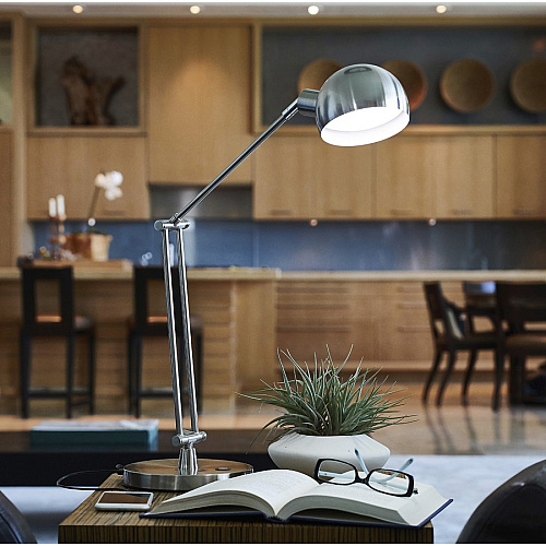 OttLite Wellness Series Refine LED Desk Lamp 24" Height - LED Bulb - Brushed Nickel, Metal - USB Charging, Adjustable Brightness, Touch-activated, Adjustable Height, Adjustable Knob, Adjustable Angle, ClearSun LED - 400 lm Lumens - Nickel,  (F1D83BN9SHPR)