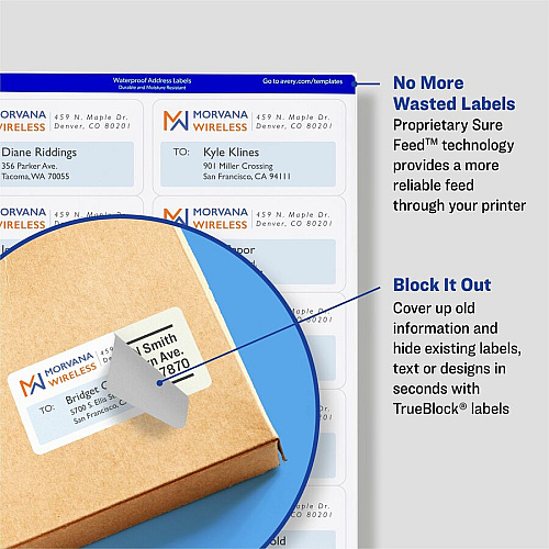 Avery&reg; Avery&reg; Printable Shipping Labels, 2.5" x 4" , 200 Labels 2 1/2" Width x 4" Length - Permanent Adhesive - Rectangle - Inkjet - White - Paper - Customizable, Smudge-free, Jam-free, Smudge Resistant, Stick & Stay - 8 / Sheet - 25 Total  (5815)