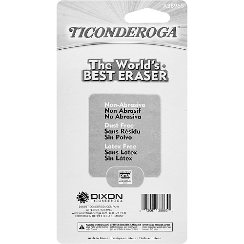 Ticonderoga Mini Erasers Neon Pink, Neon Green, Neon Orange, Neon Yellow, Neon Blue - Vinyl - 5 / Pack - Latex-free, Soft, Smudge-free, Residue-free, Non-abrasive, Non-tearing, Non-toxic (X38965)