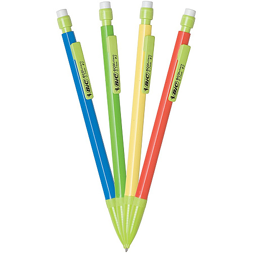 BIC Ecolutions Xtra Life Mechanical Pencil 0.7 mm Black Lead - #2, HB - Medium Point - Assorted Barrel - 1 Dozen (MPE12)
