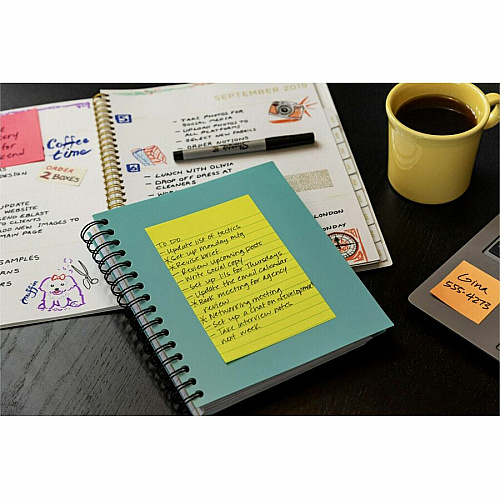 Post-it&reg; Super Sticky Notes - Energy Boost Color Collection 4" Flag/Note Width x 6" Flag/Note Length - Rectangle - 45 Sheets per Pad - Vital Orange, Tropical Pink, Blue Paradise, Limeade - Sticky - 24 / Pack (66024SSAUCP)