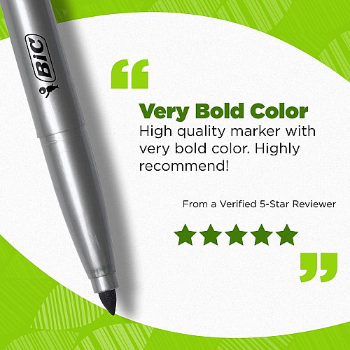 BIC Ecolutions Permanent Marker 4.2 mm Bullet Marker Point - Blue, Green, Black, Red Ink - 1 Dozen (PMER12AST)