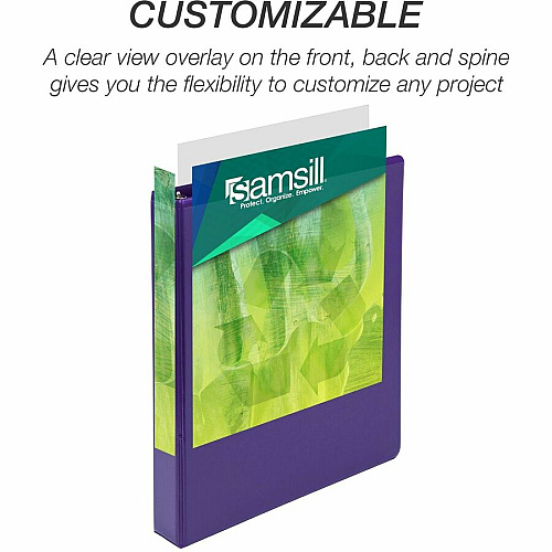 Samsill Earthchoice Durable View Binder 1" Binder Capacity - Letter - 8 1/2" x 11" Sheet Size - 200 Sheet Capacity - 3 Ring(s) - Fastener(s): Round Ring - Pocket(s): 2, Internal - Chipboard - Assorted - Recycled - Bio-based, Durable, Clear Overl (MS48639)