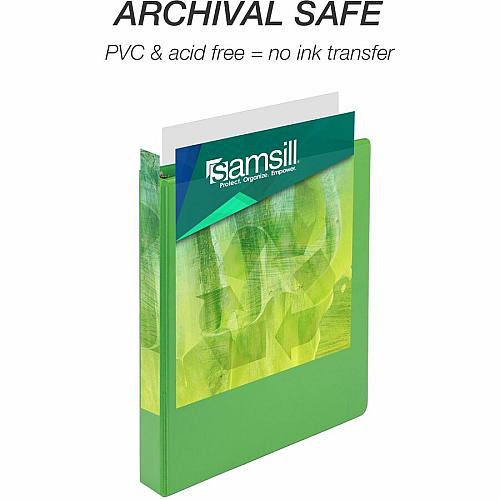 Samsill Earthchoice Durable View Binder 1" Binder Capacity - Letter - 8 1/2" x 11" Sheet Size - 200 Sheet Capacity - 3 Ring(s) - Fastener(s): Round Ring - Pocket(s): 2, Internal - Chipboard - Assorted - Recycled - Bio-based, Durable, Clear Overl (MS48639)