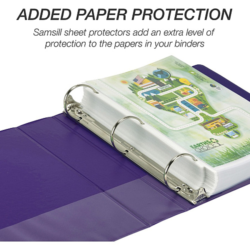 Samsill Earthchoice Durable View Binder 2" Binder Capacity - Letter - 8 1/2" x 11" Sheet Size - 425 Sheet Capacity - 3 Ring(s) - Fastener(s): Round Ring - Pocket(s): 2, Internal - Chipboard - Assorted - Recycled - Bio-based, Durable, Clear Overl (MS48669)