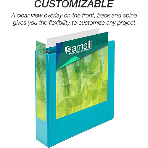 Samsill Earthchoice Durable View Binder 2" Binder Capacity - Letter - 8 1/2" x 11" Sheet Size - 425 Sheet Capacity - 3 Ring(s) - Fastener(s): Round Ring - Pocket(s): 2, Internal - Chipboard - Assorted - Recycled - Bio-based, Durable, Clear Overl (MS48669)