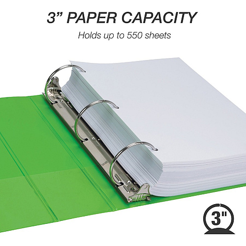 Samsill Earthchoice Durable View Binder 3" Binder Capacity - Letter - 8 1/2" x 11" Sheet Size - 550 Sheet Capacity - 3 Ring(s) - Fastener(s): Round Ring - Pocket(s): 2, Internal - Chipboard - Assorted - Recycled - Bio-based, Durable, Clear Overl (MS48689)