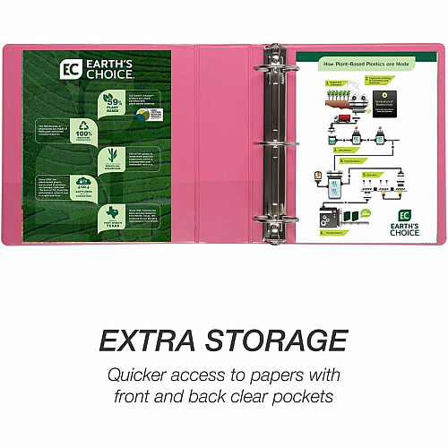 Samsill Earthchoice Durable View Binder 3" Binder Capacity - Letter - 8 1/2" x 11" Sheet Size - 550 Sheet Capacity - 3 Ring(s) - Fastener(s): Round Ring - Pocket(s): 2, Internal - Chipboard - Assorted - Recycled - Bio-based, Durable, Clear Overl (MS48689)