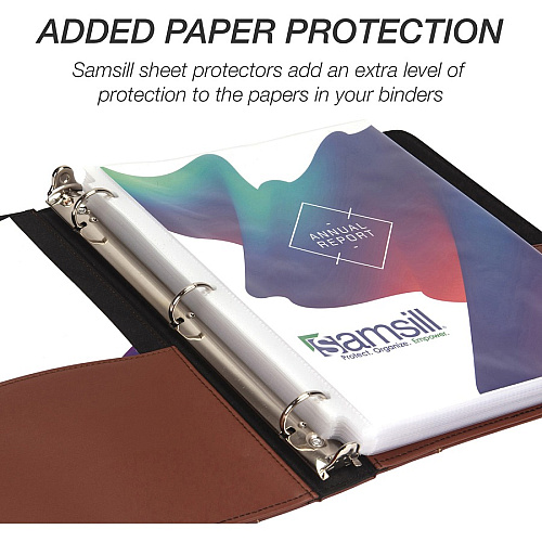 Samsill Contrast Stitch Leather Ring Binder 1" Binder Capacity - Letter - 8 1/2" x 11" Sheet Size - 200 Sheet Capacity - 1" Ring - Round Ring Fastener(s) - 2 Internal Pocket(s) - Bonded Leather, LeatherGrain - Tan - Durable, Spine, Rivet - 1 Each (15712)