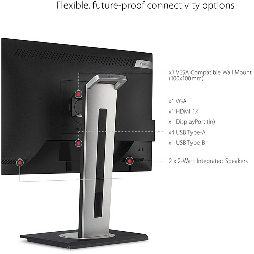 ViewSonic VG2448A 24 Inch IPS 1080p Ergonomic Monitor with Ultra-Thin Bezels, HDMI, DisplayPort, USB, VGA, and 40 Degree Tilt for Home and Office