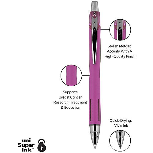 uni-ball uni&reg; Jetstream RT Pink Ribbon Ballpoint Pen 1 mm Medium Pen Point - Black Ink - Gel-based, Hybrid - Pink Barrel - 1 Dozen (70203)