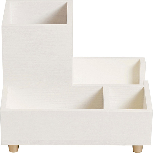 U Brands Juliet Collection Compartment Cup 4 Compartment(s) - 4.50" Height x 6" Width x 6" Depth - Desktop, Tabletop - White - Pine Wood, Brass - 1 Each (5217U0312)