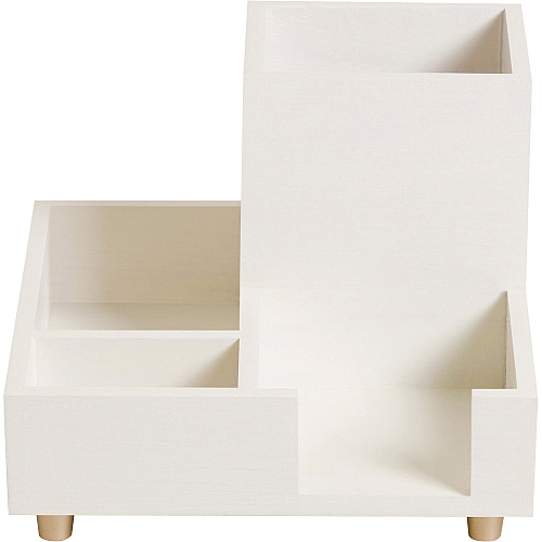 U Brands Juliet Collection Compartment Cup 4 Compartment(s) - 4.50" Height x 6" Width x 6" Depth - Desktop, Tabletop - White - Pine Wood, Brass - 1 Each (5217U0312)
