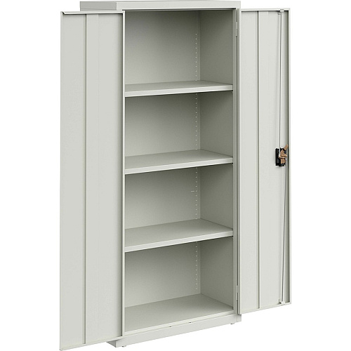Lorell Fortress Series Slimline Storage Cabinet 30" Width x 15" Depth x 66" Height - 4 x Shelf(ves) - 720 lb Load Capacity - Durable, Welded, Nonporous Surface, Recessed Handle, Removable Lock, Locking System - Light Gray - Baked Enamel - St (LLR69830LGY)