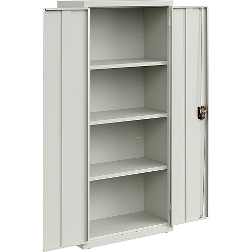 Lorell Fortress Series Slimline Storage Cabinet 30" Width x 15" Depth x 66" Height - 4 x Shelf(ves) - 720 lb Load Capacity - Durable, Welded, Nonporous Surface, Recessed Handle, Removable Lock, Locking System - Light Gray - Baked Enamel - St (LLR69830LGY)